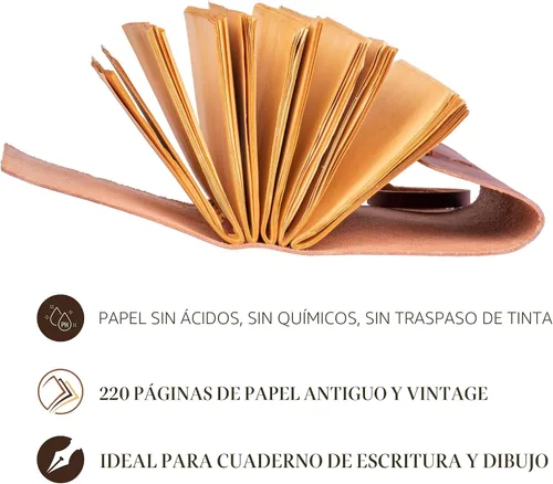Miniatura 5 de LEATHER VILLAGE Diario encuadernado en cuero, marrón rústico, 7 x 5 pulgadas, 220 páginas, diario vintage de papel en blanco para escribir, dibujar