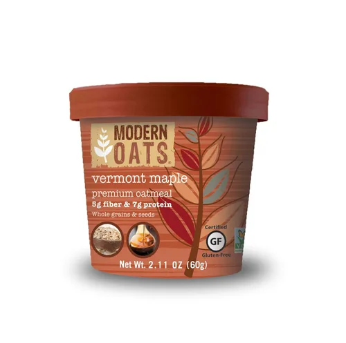Miniatura 6 de Modern Oats - Tazas de avena instantánea de manzana y nuez con tapa, sin gluten, vegana, sin OGM con proteína y fibra, desayuno para llevar, avena