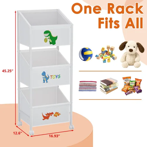 Miniatura 2 de Lyuwanxian Organizador grande de almacenamiento de juguetes para niños con ruedas, estante de juguetes para niños y niñas, organizadores de juguetes