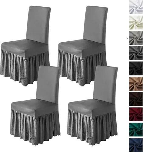Miniatura 33 de molasofa Juego de 6 fundas para sillas de comedor, fundas elásticas para sillas con falda para cocina, protectores de asiento de cocina, decoración