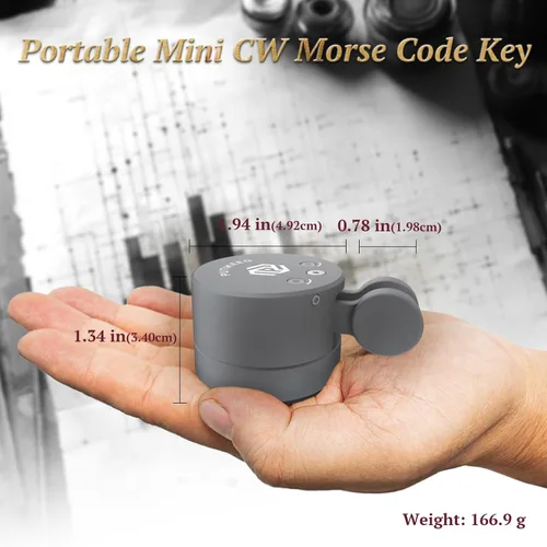 Miniatura 3 de Putikeeg Mini llave de código morse, pala doble CW con base magnética, paletas de retorno magnéticas, llave Lambic Morse para radioaficionado (gris)