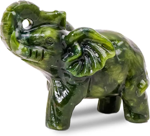 Miniatura 9 de Apengshi Figura de cristal natural, elefante de piedra cruda de jade, estatua decorativa de animal (elefante lindo)