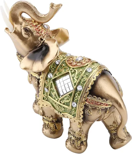 Miniatura 7 de Hilitand Estatua de elefante, estatua de elefante verde Feng Shui, escultura de riqueza, regalo para el hogar, oficina, hotel o cafetería