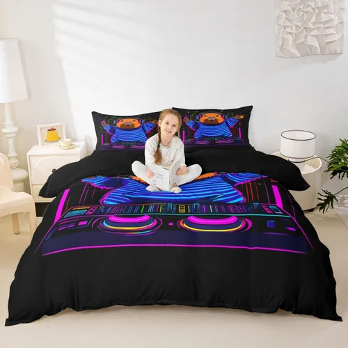 Miniatura 4 de Capybara - Juego de ropa de cama tamaño individual para niños y niñas, funda de edredón de animales roedores, funda de edredón de Capybara, regalos