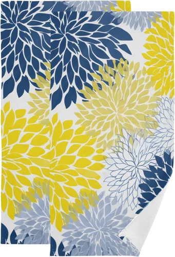 Miniatura 8 de susiyo Juego de 2 toallas de mano de estilo chinoiserie con estampado de flores azules, toallas de baño decorativas súper suaves y altamente