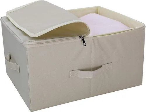 Miniatura 4 de iwill CREATE PRO Cajas de almacenamiento de ropa de armario a prueba de polvo de 17.6 x 13.6 x 9.7 pulgadas, con tapa con cremallera, tela Gris claro