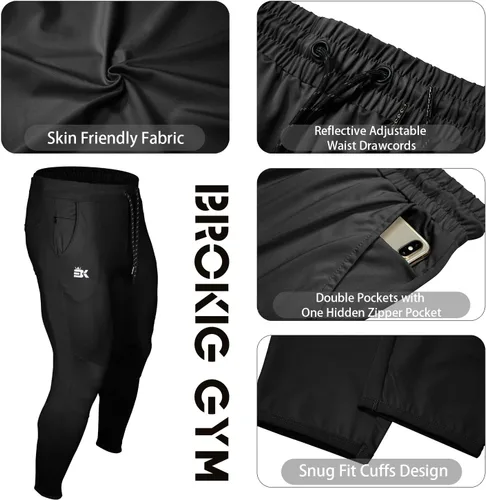 Miniatura 6 de BROKIG Pantalones deportivos ligeros para hombre, pantalones deportivos de entrenamiento para hombre con bolsillo con cremallera