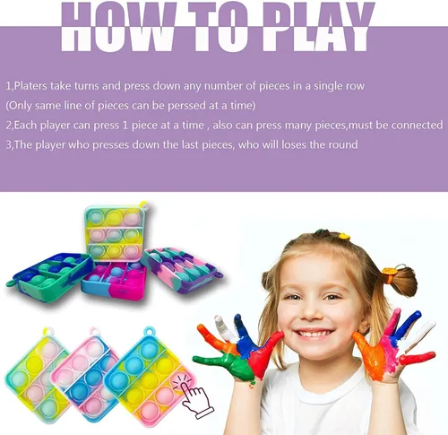 Miniatura 2 de 100 piezas de mini llavero de color aleatorio, juguete sensorial de silicona para apretar burbujas que hacen divertido para niños, alivio