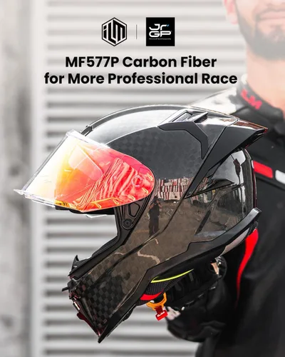 Miniatura 2 de ILM - Cascos de motocicleta de fibra de carbono de cara completa para adultos, con certificaciones DOT y ECE, Casco de Carreras MF577P