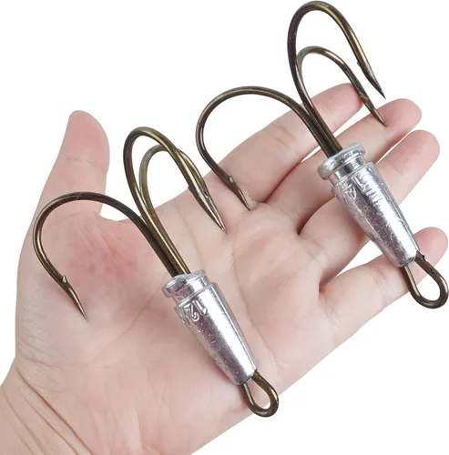 Miniatura 6 de Ganchos de enganche para enganchar ganchos agudos pesados, 4 ganchos de pesca con peso grandes para peces agudos para pesca de cebo, trucha, lubina