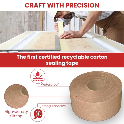 Miniatura 3 de GGR Supplies T.R.U. WAT-WAE - Cinta adhesiva de papel kraft reforzada activada por agua, cinta de embalaje a prueba de manipulaciones para envíos