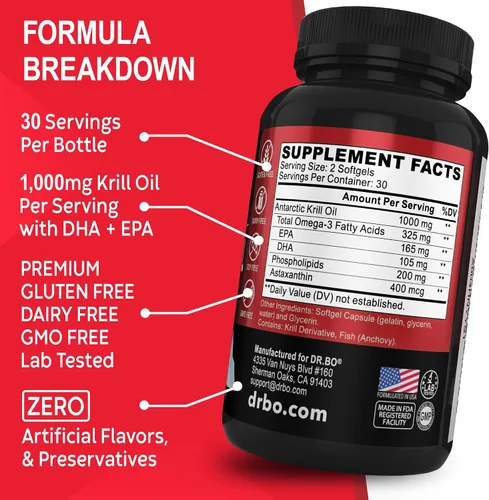 Miniatura 9 de Aceite de krill Omega 3 500mg - Aceite de krill antártico 1000 mg cápsulas blandas EPA, DHA, astaxantina, fosfolípidos - Suplementos de ácidos