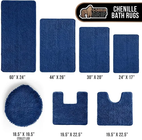 Miniatura 304 de Gorilla Grip - Tapete de baño de felpilla gruesa, suave y absorbente, secado rápido, de microfibra, con reverso de caucho, para piso de ducha, Nube
