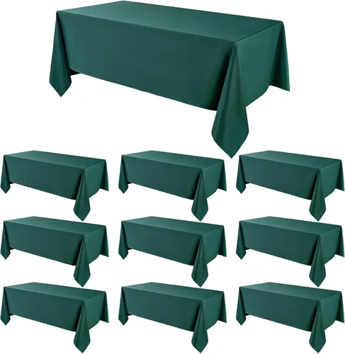 Miniatura 23 de Manteles rectangulares de 60 x 120 pulgadas, paquete de 2 manteles negros para 6 pies, lavables, decorativos, de lino y poliéster, para mesa