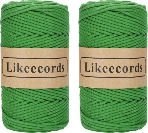 Miniatura 58 de Cordón de Algodón Trenzado 3mm x 109 yardas - Cuerda de Macramé Colorida para Manualidades, Ganchos, Colgantes de Pared - 100% Algodón Natural