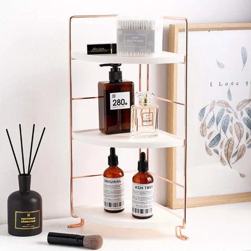 Miniatura 9 de Organizador de encimera de baño de 3 niveles, bandeja de tocador, almacenamiento de cosméticos y maquillaje, estante de pie para especias de cocina