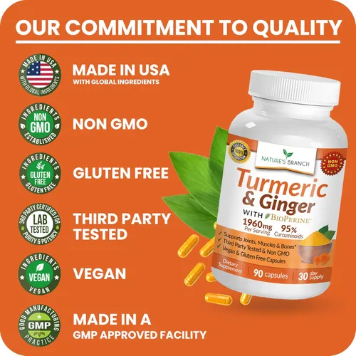 Miniatura 7 de Suplemento de Cúrcuma y Jengibre - Cúrcuma Orgánica y BioPerine - 95% Curcuminoides para Apoyo Articular y Digestión Extracto de Pimienta Negra