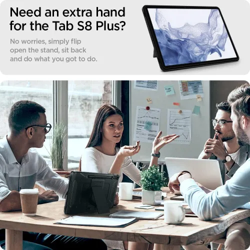 Miniatura 5 de Spigen Funda rígida rígida para Galaxy Tab S8+ Plus/S7+ Plus (2020), Tough Armor Pro con soporte y soporte integrado para S Pen, protección de doble