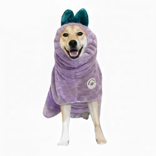 Miniatura 10 de DERPYCHAPPY Bata de Toalla Premium para Perros y Albornoz para Perros para Secar Perros Hecho en Corea Toalla de Baño de Microfibra Súper
