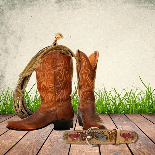 Miniatura 2 de Cinturón decorativo de piel para fiesta mexicana diseños tallados y pintados ropa de vaquero occidental para hombres y mujeres regalos temáticos