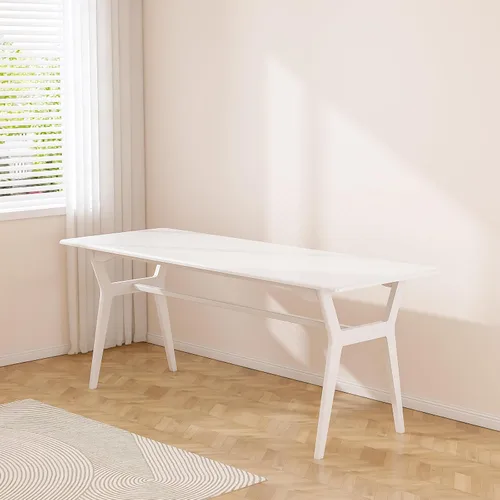 Miniatura 6 de OSCHF Escritorio de estudio de madera maciza, mesa de computadora doble larga de 63 pulgadas para oficina en casa, estación de trabajo de PC para 2