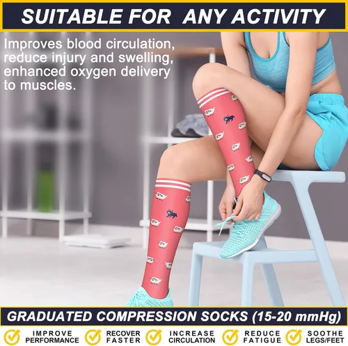 Miniatura 2 de Calcetines de compresión para mujeres y hombres (6 pares) 15-20 mmHg son para atletismo, correr, montar, viajar, enfermería médica, mejor apoyo