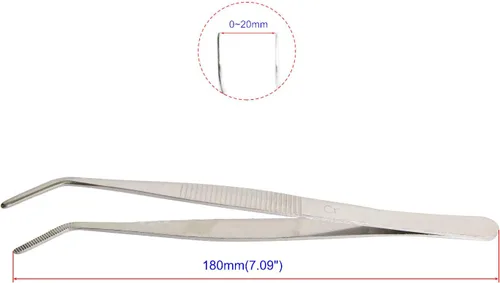 Miniatura 2 de Aoje-Link Pinzas de acero inoxidable con punta dentada curva, multiusos, plateadas, 4 piezas