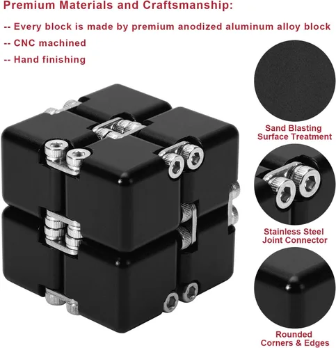 Miniatura 2 de Lifidea Cubo infinito de metal de aleación de aluminio (6 colores) juguete de escritorio de mano con estuche genial, cubo mágico infinito, alivia
