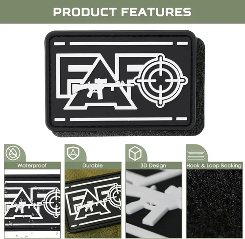 Miniatura 2 de OCQOTAT FAFO - Parches tácticos con gancho y bucle, con protección de PVC para joder y descubrir, divertido parche para chaleco, mochilas, Black