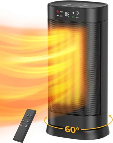 Calentadores de Espacio para Uso en Interiores, Calentador de Cerámica PTC Eléctrico Portátil Oscilante de Calentamiento Rápido de 1500W con