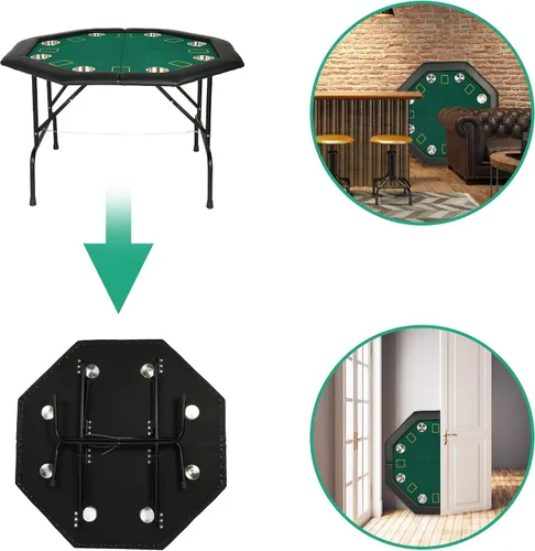 Miniatura 2 de LUCKYERMORE Mesa de póquer plegable 500 fichas de póquer Set 8 jugadores Layout Poker Mats con bolsa de transporte