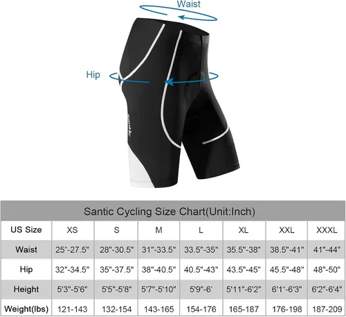 Miniatura 3 de Santic Pantalones cortos de ciclismo acolchados para hombre, pantalones de ciclismo para ciclismo, ropa de ciclismo