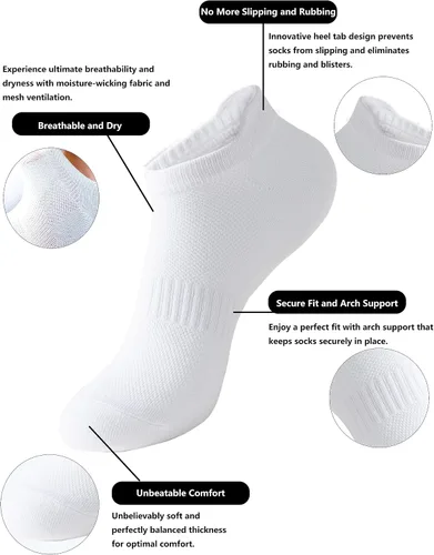 Miniatura 2 de Calcetines de tobillo para mujer, calcetines atléticos de corte bajo con lengüeta, 6 pares