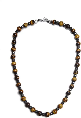 Collar de Cristales Curativos de Obsidiana Negra con Cuentas de Ojo de Tigre y Hematita – Collar de Triple Protección para Hombres y Mujeres