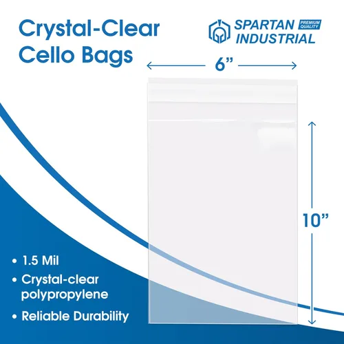 Miniatura 2 de Spartan Industrial - 6" X 10" (1000 unidades) Bolsas de polietileno resellables adhesivas transparentes de celofán para embalaje, almacenamiento