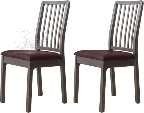 Miniatura 27 de Dimatic Juego de 2 fundas de asiento para silla, de piel sintética, impermeables, fundas elásticas para sillas de comedor, fundas protectoras