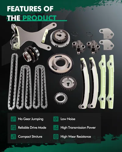 Miniatura 5 de SCITOO TKMI047L Kit de cadena de distribución Tensor Riel guía Piñón piñón de manivela Piñón tensor rueda dentada para Jeep COMMANDER Mitsubishi