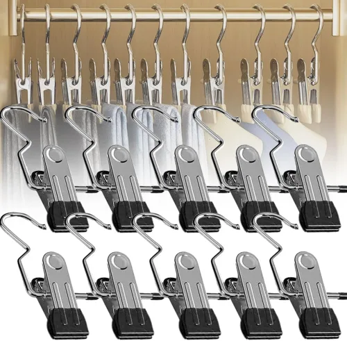 Ganchos de Viaje Colgantes para Ahorrar Espacio, Pinzas para Sombreros y Pantalones, Ganchos de Acero Inoxidable para Botas, Clips Colgantes para