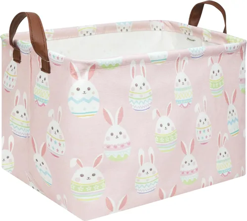 Miniatura 36 de FXOLCSHE - Canasta rectangular rosa de alpaca, canasta de lavandería impermeable plegable para guardería, canasta de juguetes para habitación