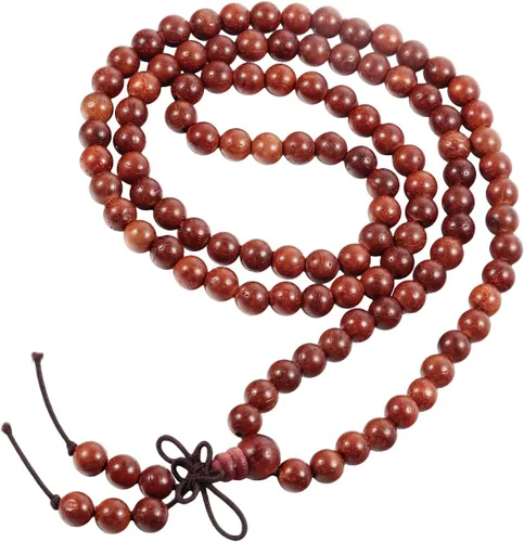 Miniatura 8 de TUMBEELLUWA Pulsera de 0.236 in con 108 cuentas de madera de oración de Mala para unisex, budista tibetano, meditación, rosario, estilo envolvente