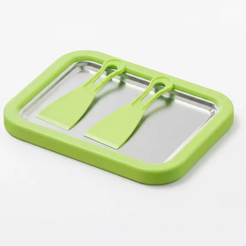 Kit de máquina de helado enrollado, bandeja de rollo de helado con 2 raspadores, no requiere electricidad, placa de congelación de acero inoxidable