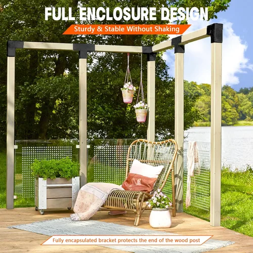 Miniatura 2 de Kits de soporte para pérgola DIY, soportes de esquina en forma de L de 2 vías para madera de 6 x 6 pulgadas (real: 5.5 x 5.5 pulgadas) para pérgola
