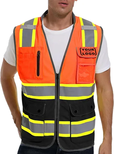 Miniatura 7 de ArcRidge Chaleco de seguridad reflectante para hombres y mujeres, chaleco de construcción de alta visibilidad, tiras reflectantes de doble tono