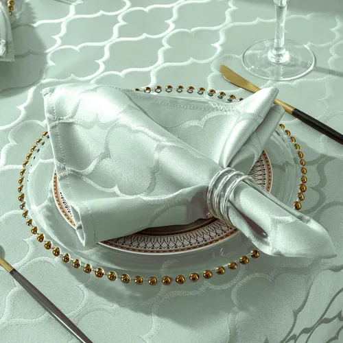 Miniatura 29 de SASTYBALE Servilletas de tela jacquard de 20 x 20 pulgadas, patrón de flores, 4 piezas, sólidas, lavables, cómodas para restaurantes, cenas