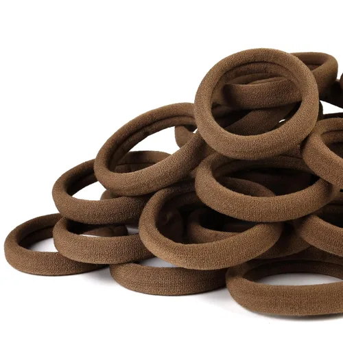 Miniatura 10 de 50 ligas negras para el cabello para mujer, bandas de algodón sin costuras, soportes elásticos para cola de caballo, no dañan el cabello grueso, 2