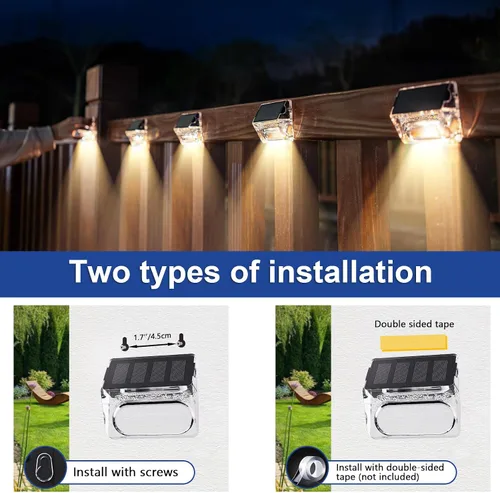Miniatura 7 de Qualdout Paquete de 8 luces solares para exteriores, luces solares impermeables para cubierta con lente acrílica transparente, luces solares blancas