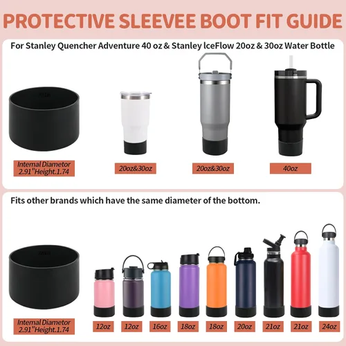 Miniatura 5 de Accesorios para taza Stanley - Juego de 8 piezas, incluye tapa con pajita, tapones redondos y cuadrados a prueba de fugas, botas de silicona