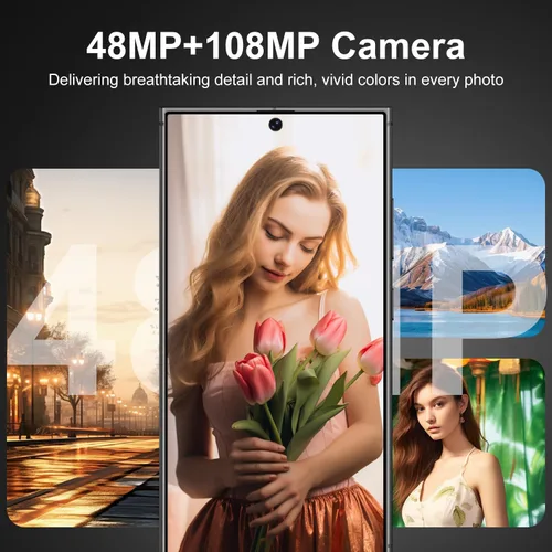 Miniatura 6 de Teléfonos celulares desbloqueados I25 Ultra Smartphone Android 14 Teléfonos 12+256GB/6.8 "Pantalla HD/Dual SIM/108MP+48MP Cámara/6800 mAh/Pluma Negro