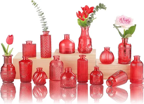 Miniatura 10 de Jarrones de Vidrio para Capullos en Juego a Granel de 30 Piezas, Pequeños Jarrones de Vidrio para Flores como Centros de Mesa de Boda para Mesas
