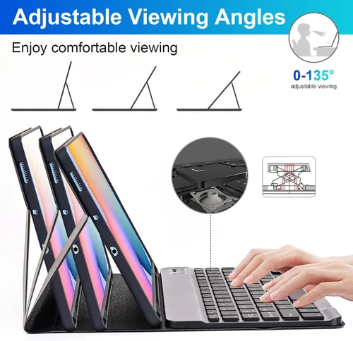 Miniatura 8 de SOPPY Teclado retroiluminado de 7 colores con mouse para Samsung Galaxy Tab S6 Lite de 10.4 pulgadas 2022/2020 (SM-P610/P613/P615/P619), funda